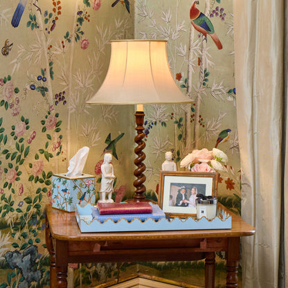 Blue Chinoiserie Tole Tissue Box
