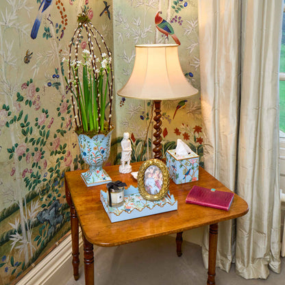 Blue Chinoiserie Tole Tissue Box