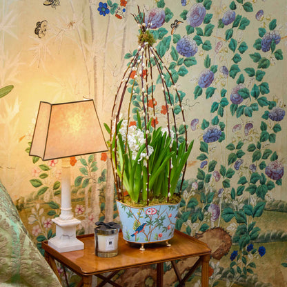 Blue Chinoiserie Tole Planter