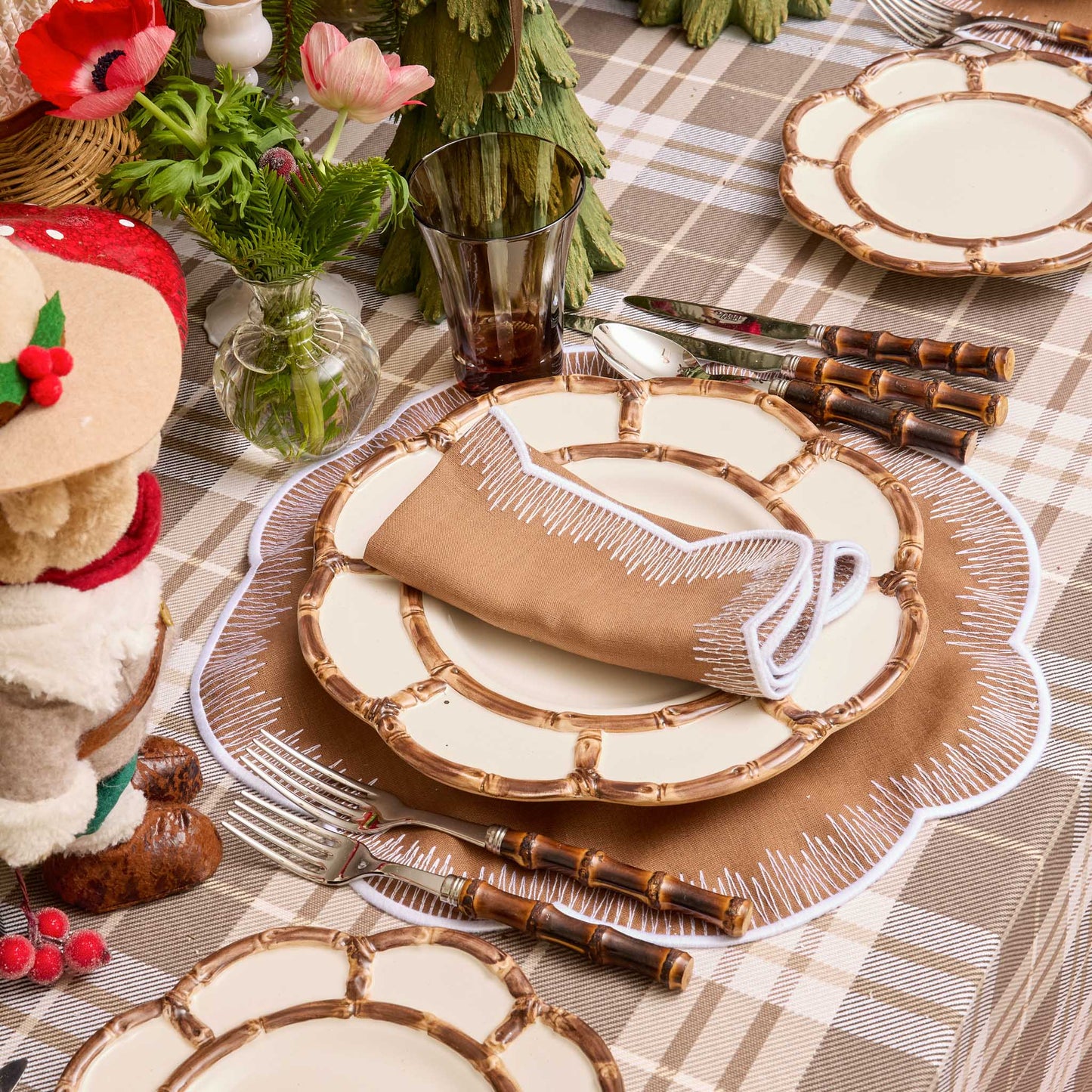 Caramel Alathea Linen Placemats & Napkins (Set of 4)