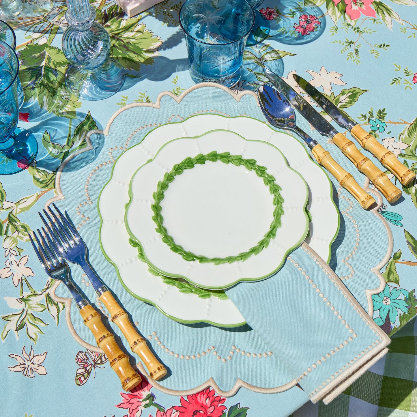 Duck Egg Blue & Sand Mariana Napkins (Set of 4)
