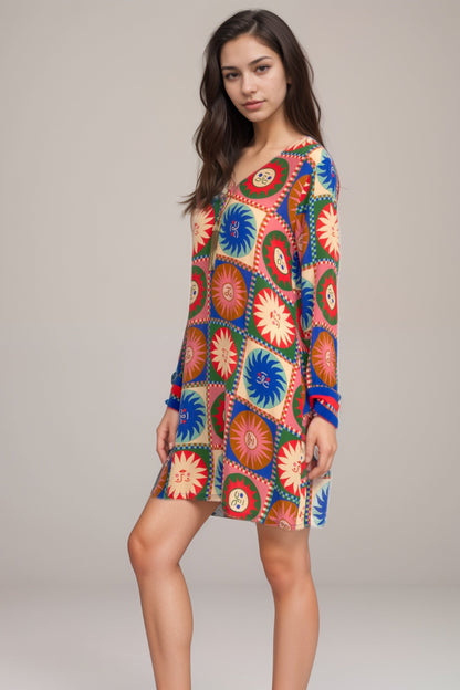 Johnny Was Workshop Silk V-Neck Swing Dress W30225-R