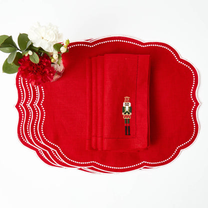 Red Eloise Linen Placemats (Set of 4)