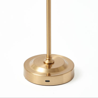 Edie Rechargeable Lamp with Mustard Striped Ruffle Shade (18cm)