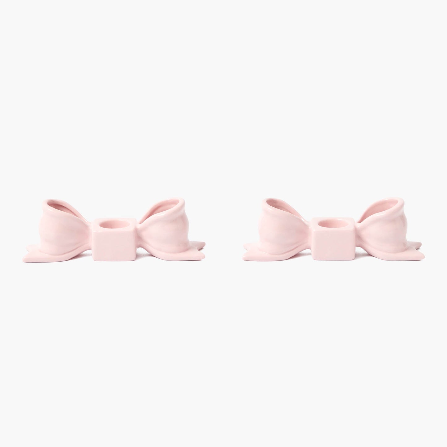 Petal Pink Ceramic Bow Candle Holders (Pair)