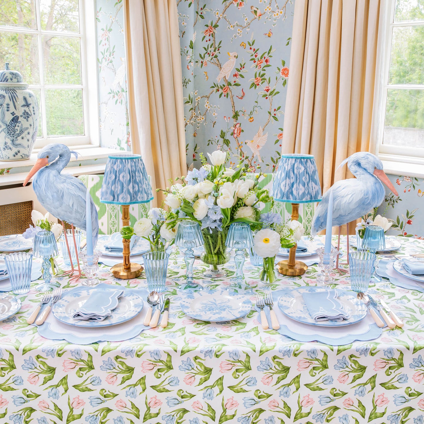 Blue Fluted Water Glasses (Set of 4)
