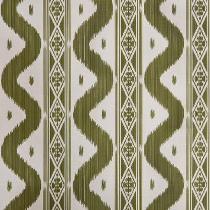 Olive Green Ikat Stripe Fabric