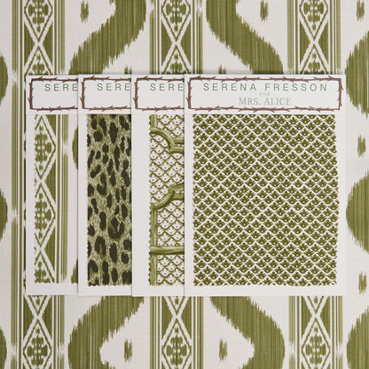 Olive Green Ikat Stripe Fabric