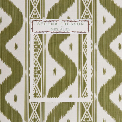 Olive Green Ikat Stripe Fabric