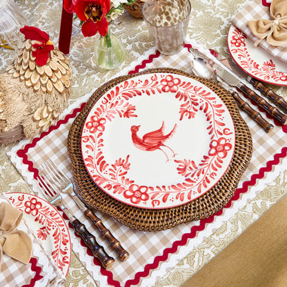 Putty Gingham & Red Rossina Placemats & Napkins (Set of 4)