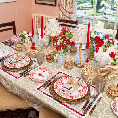 Putty Gingham & Red Rossina Placemats & Napkins (Set of 4)