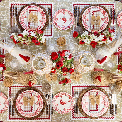 Putty Gingham & Red Rossina Napkins (Set of 4)