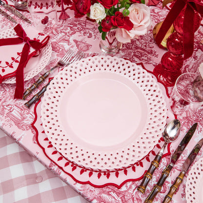 Pink Basketweave Dinner Plates (Set of 4)