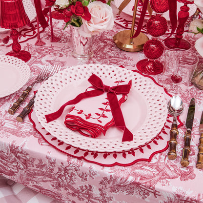 Pink Basketweave Dinner Plates (Set of 4)