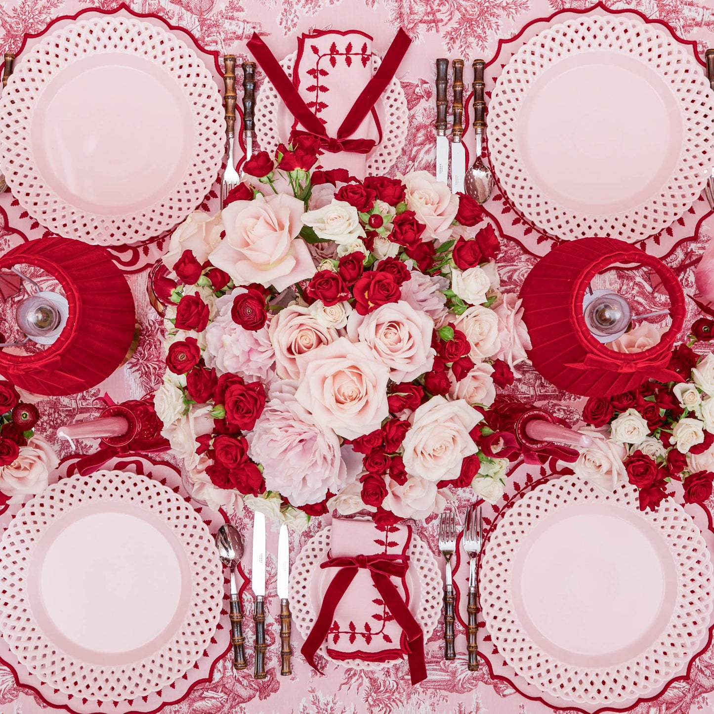 Pink Basketweave Dinner Plates (Set of 4)