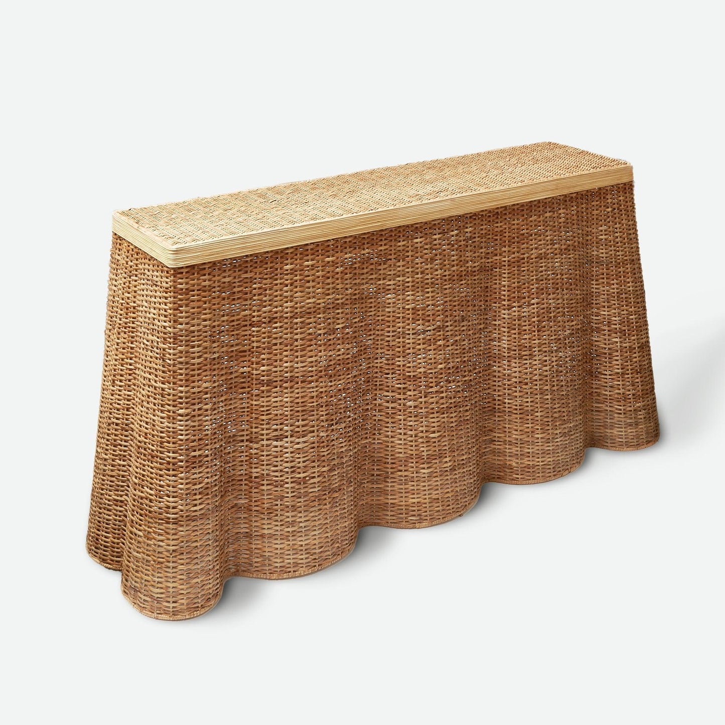 Vivienne Rattan Scalloped Console Table