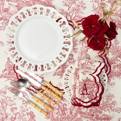 Burgundy Claudette Toile Placemats (Set of 4)