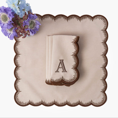 Taupe & Chocolate Isabella Napkins (Set of 4)