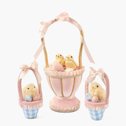 Chicks in Gingham Basket (Pair)