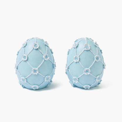 Small Blue Floral Trellis Easter Egg (Pair) - 17cm
