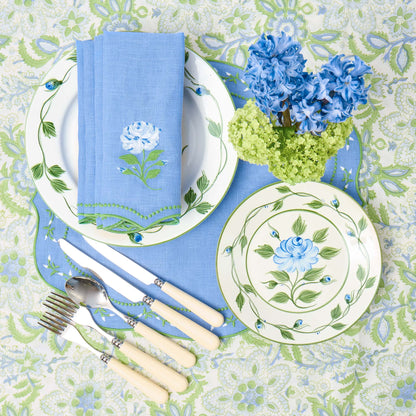 Bluebell Rose Embroidered Linen Napkins (Set of 4)