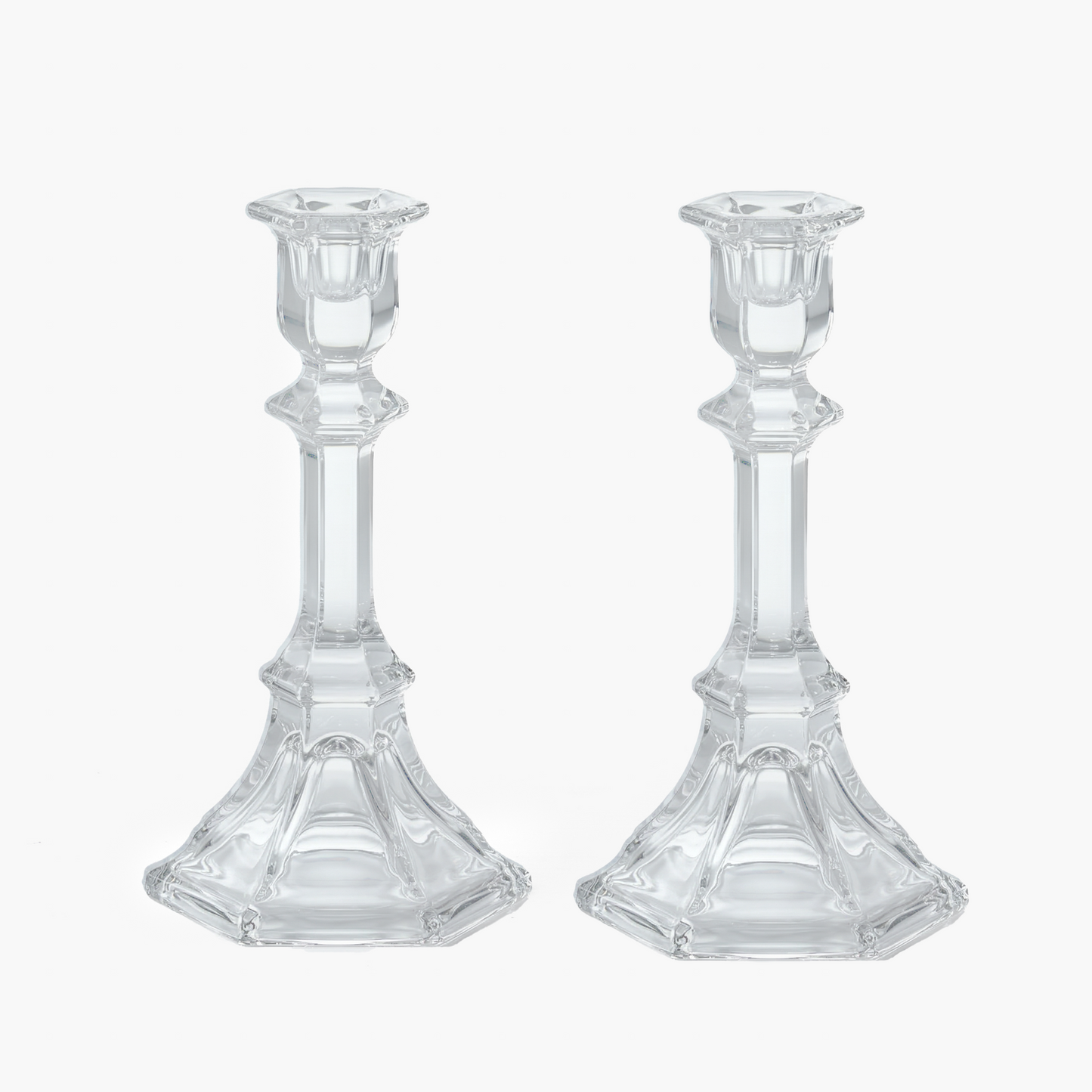 Small Glass Column Candle Holders (Pair)