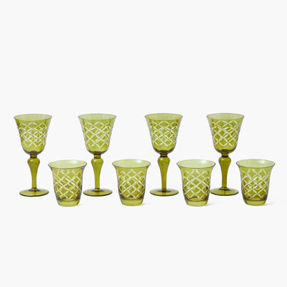 Olive Engraved Water Glasses (Set of 4)