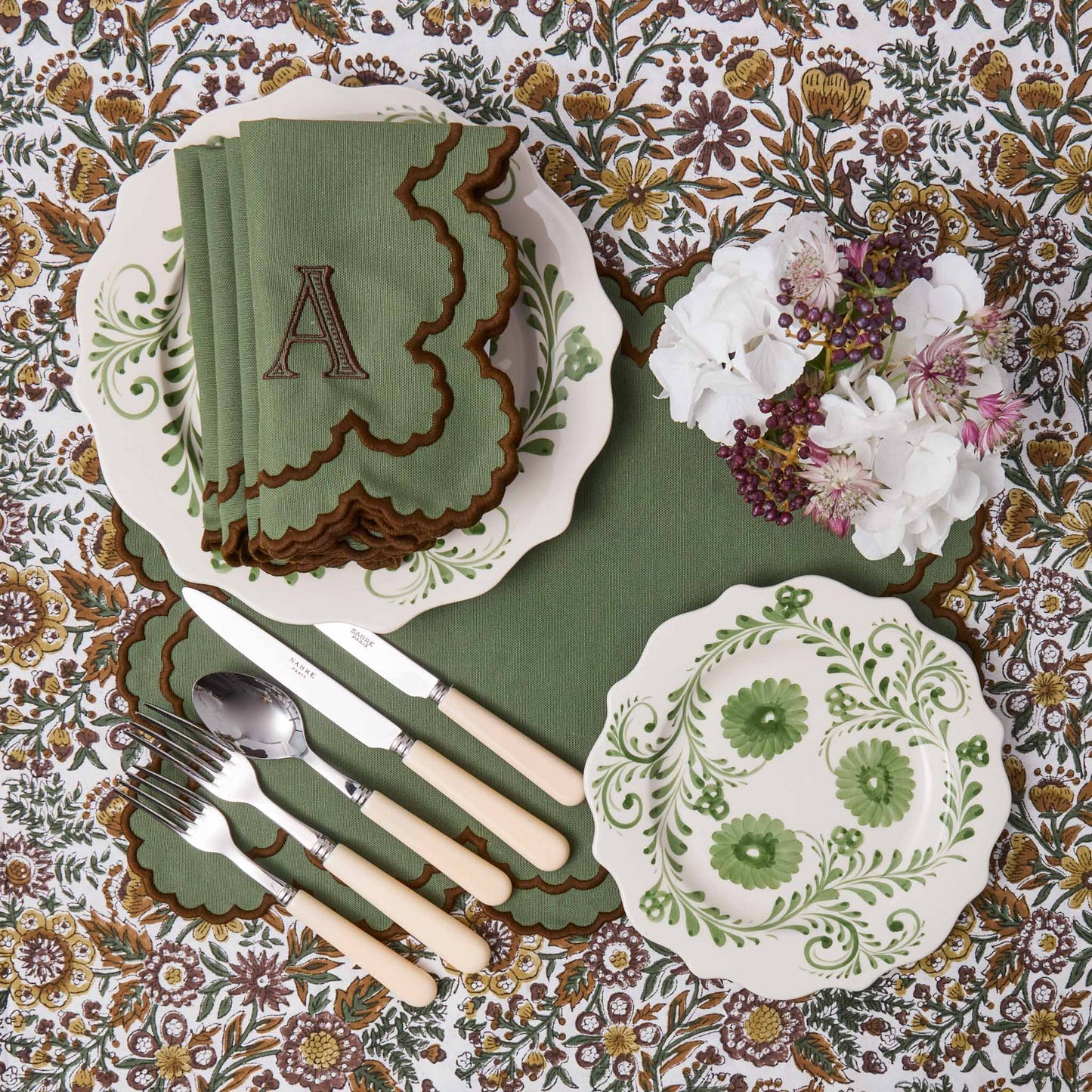 Olive & Chocolate Matilda Tablecloth