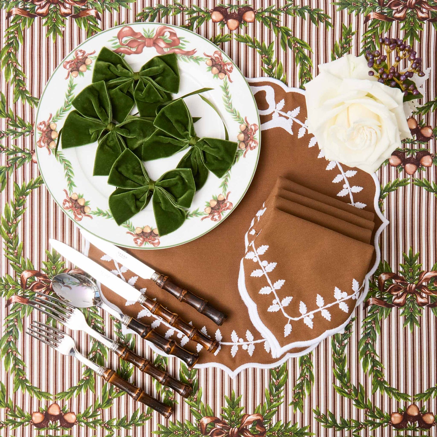 Striped Acorn Garland Tablecloth