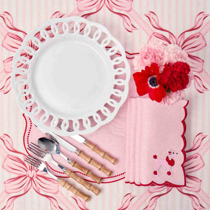 Pink & Red Eloise Linen Placemats & Fifi Poodle Napkins (Set of 4)