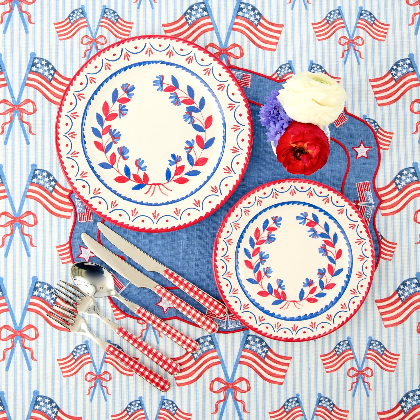 Blue & Red Josephine Dinner Plate