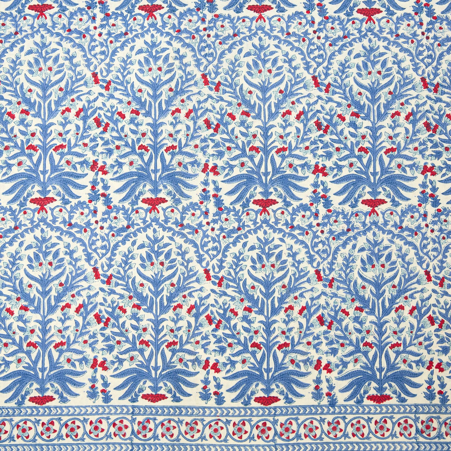 Blue & Red Ethel Blockprint Tablecloth