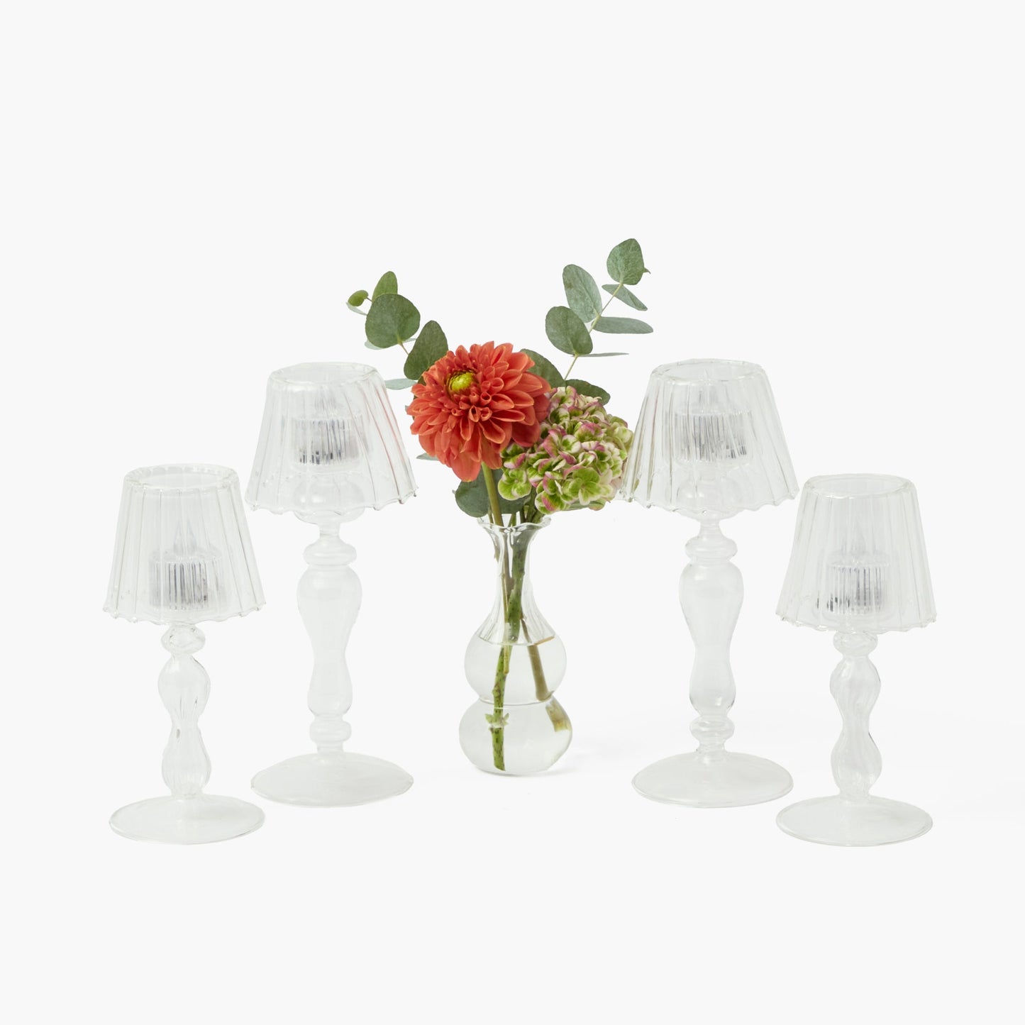 Glass Lantern Tea Light Holder Set