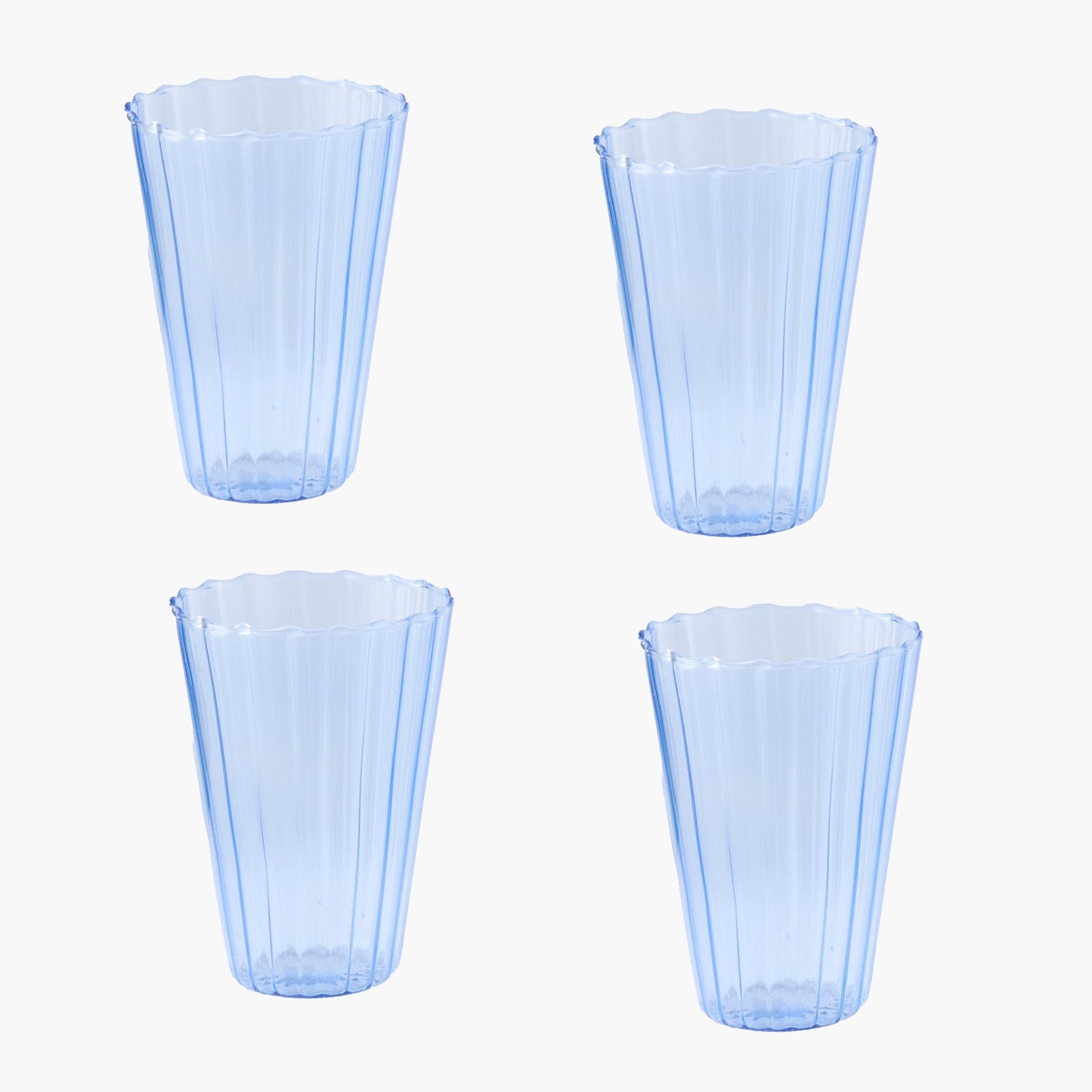 Blue Fluted Water Glasses (Set of 4)