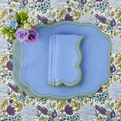 Bluebell & Green Eloise Linen Placemats & Napkins (Set of 4)