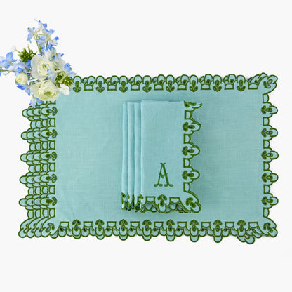 Blue & Green Sophia Waxed Placemats (Set of 4)