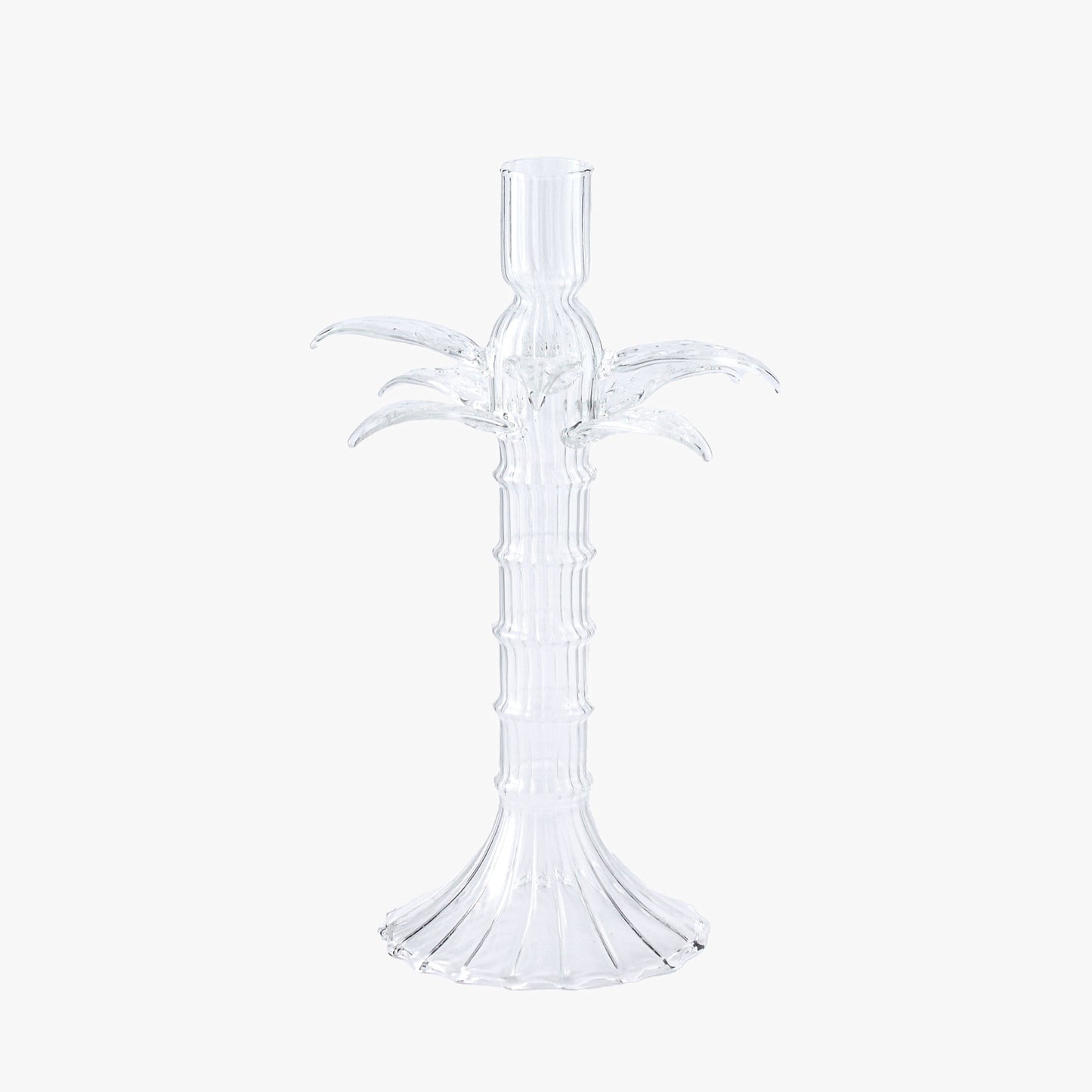 Small Palm Tree Glass Candle Holders (Pair)