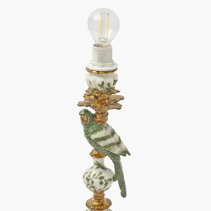 Olive Parrot Rechargeable Lamp with Olive Gingham Ruffle Shade (18cm)