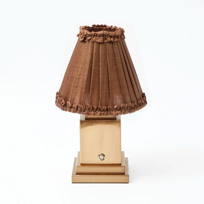 Brown Frilled Silk Lampshade (18cm)