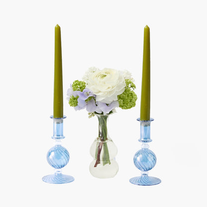 Small Camille Azure Candle Holders (Pair)